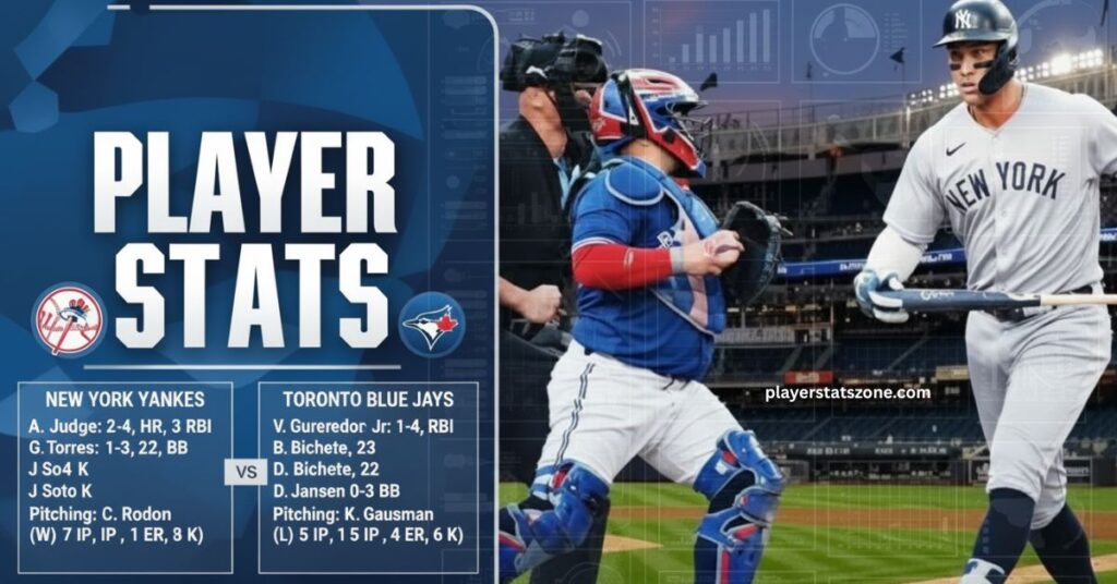 new york yankees vs toronto blue jays match player stats