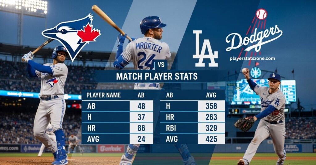 toronto blue jays vs dodgers match player stats
