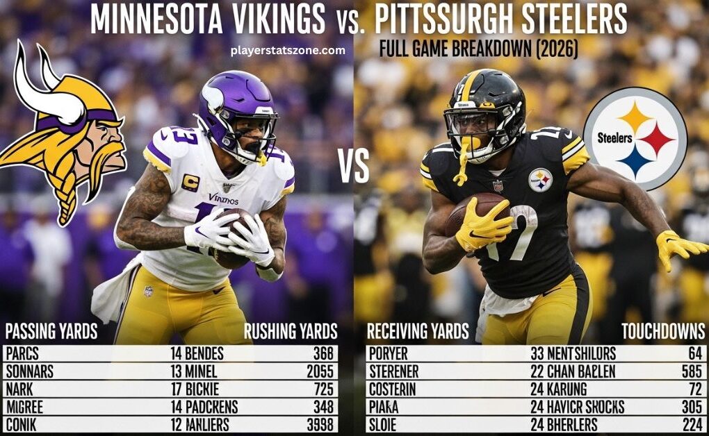 minnesota vikings vs pittsburgh steelers match player stats