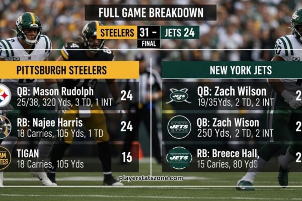 pittsburgh steelers vs new york jets match player stats
